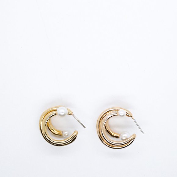 Gold and pearl earrings - Picture 2 of 4